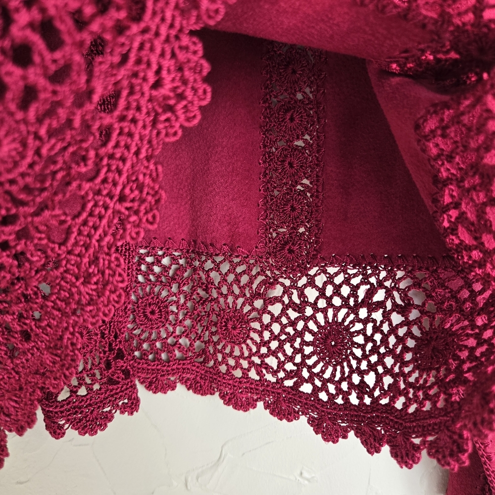 Vintage Suede Leather Crochet Rasberry Pink Jacket - Picture 9 of 12